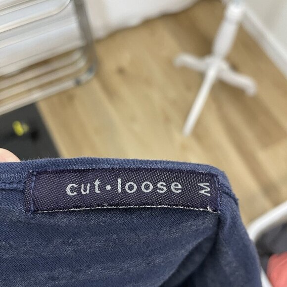 Cut Loose Linen Blend Stripe Sleeveless Dress Lagenlook Blue size Medium - Picture 7 of 8